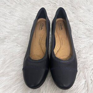 Clarks Collection Women's Sara Bay Ballet Flats Navy Blue Size 12 UK 9.5 US